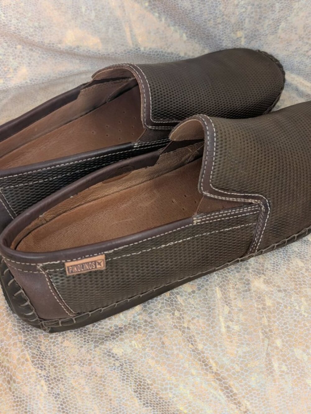 PIKOLINOS Brown Perforated Slip-On Loafers